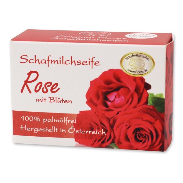Florex Palmölfreie Schafmilchseife Rose mit Blüten